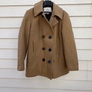 USN authentic US Navy peacoat camel tan color size L 100% wool